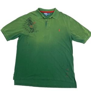 Polo Ralph Lauren Men's Distressed Indian Head Ombre Short Sleeve Polo Shirt